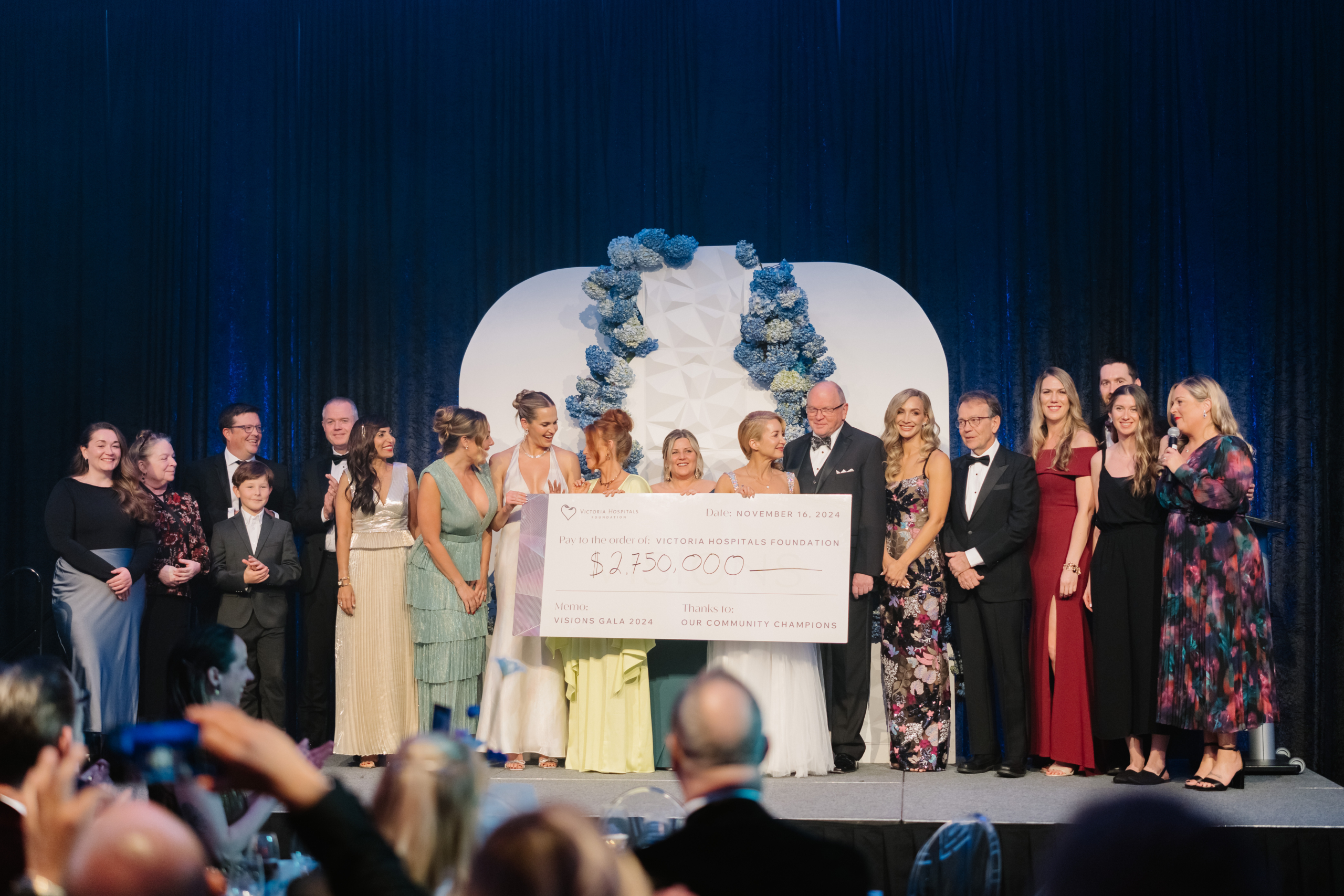 Cheque presentation with Visions Steering Commitee, Victoria Hospitals Foundation Staff, and Local Physicians Dr. Iain McAuley & Dr. Jeff McCracken